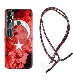 Tecno Spark 6 6 Go 8C 8 Pro 7 7 Pro Kılıf Boyun Asklı Rasta Silikon Şanlı Türk Bayrağı 1315