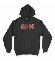 AC DC Kırmızı Logolu Siyah Kapşonlu Sweatshirt Hoddie