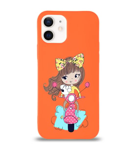 Apple iPhone 12 Uyumlu Lansman Kılıf Vespagirl Tasarımlı Altı Kapalı İçi Kadife Kaplı Silikon Kapak (Şeffaf)