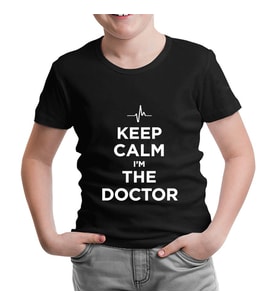 Keep Calm i am the Doctor Siyah Çocuk Tshirt