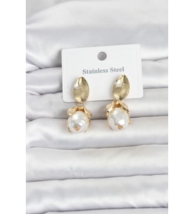 316L Çelik Gold Renk Çiçek Model Kadın Küpe