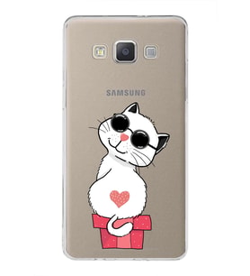 Samsung Galaxy A5 (2015) Uyumlu Kapak Cool Cat Tasarımlı Şeffaf Silikon Kılıf