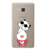 Samsung Galaxy A5 (2015) Uyumlu Kapak Cool Cat Tasarımlı Şeffaf Silikon Kılıf