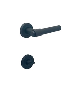 Punch Mat Siyah Rozetli Wc Banyo Kapı Kolu 1 Takım