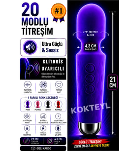 20 Modlu Şarjlı Su Geçirmez Titreşimli Dildo Vajinal Klitoris ve Uyarıcı Vibratör Orgazm Masaj Aleti