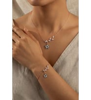 925 Ayar Gümüş Zarif Elmas Lotus Kolye Bileklik Set