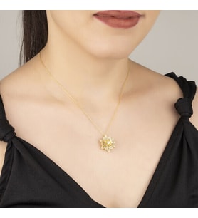 Gold Çiçegi 925 Ayar Gümüş Kadın Kolye