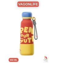 VAGONLİFE 550ML Bilek Askılı Desenli Paslanmaz Çelik Termos 4 Renk (Kırmızı)