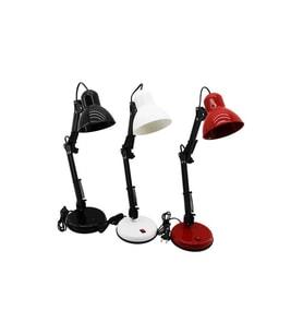 METAL AKROBAT AYAKLI ELEKTRİKLİ MASA LAMBASI RENKLİ PLASTİK TABLA - KAFA (5343)