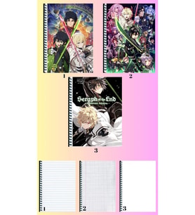 Owari no seraphA4 defter 3 adet çizgili + kareli + çizgisiz büyük boy 21*29 cm süper set