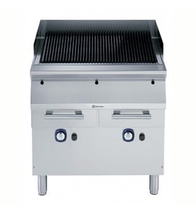 Electrolux Professional Endüstriyel Gazlı Barbekü-gril, Paslanmaz Brulörlü, Çift Taraflı Döküm Izgaralı (et İçin Yivli, Balık-sebze İçin Düz), Alt Dolaplı, Derinlik 730 Mm - 800 Mm E7GRGHGCFU