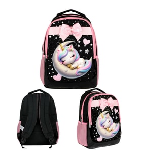 Cennec Uykucu Unicorn Sırt Çantası 29X39X14 (Düz Siyah)