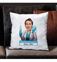 Kişiye Özel Hediye En Başarılı Kadın Anestezi Doktoru Karikatürlü Yastık
