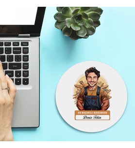 Kişiye Özel Hediye Karikatürlü En İyi Erkek Marangoz Mousepad