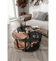 YİN YANG UNITY SERENITY ORTA SEHPA SİYAH CEVİZ 70 CM