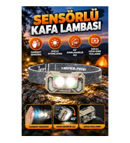 Şarjlı Sensörlü LED Kafa Lambası – 45° Ayarlanabilir Açı ve Uzun Menzilli Aydınlatma