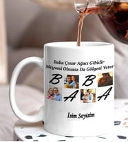 Kişiye Özel 4 Fotoğraflı BABA Tasarımlı Kupaa Bardakk