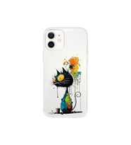 iPhone 12 ile Uyumlu Splash Kedi Tasarımlı Şeffaf Silikon Kılıf