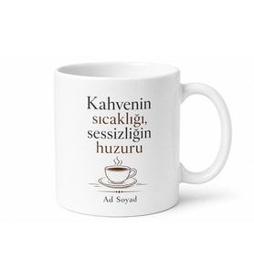 Kahve ve Sessizlik Aşkı Yazılı Kupa Bardak Özel Tasarım Hediye