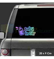 Biberon Arabada Bebek Var Hologram Araba Oto Sticker Yapıştırma Çıkartma Etiket 20 x 9 Cm