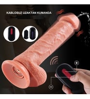 ETSMagaza Uzaktan Kumandalı Su Fışkırtmalı Vantuzlu Realistik Dildo Penis 21,5 cm