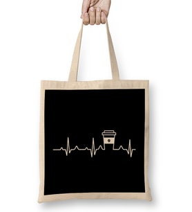 Coffee Heartbeat Coffee Cup Caffeine Lovers Bez Çanta Uzun Saplı