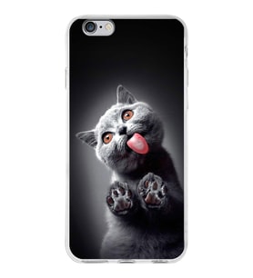 PrintiFy Apple  iPhone 6 Plus ile Uyumlu 1mm Slim Fit Kedi 2 050c Baskılı Şeffaf  Kılıf