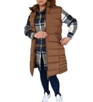 Kadın Kapüşonlu Uzun Yelek 5003 BGL-ST01646 (Taba)