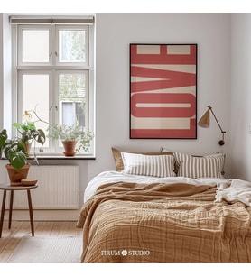 Sevgililer Günü İçin Kırmızı ve Bej Minimalist Aşk Sanatı - Modern ve Trend Eklektik Daire Dekoru