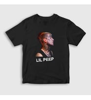 Presmono Unisex Çocuk Siyah Rip Lil Peep T-Shirt 37741tt