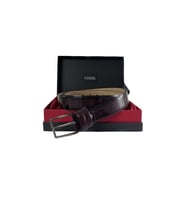 Fossil Bordo Rugan Suni Deri 3,5 cm Erkek Kemeri