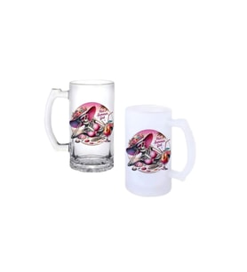 Ghostbastır Design İskelet Kadın Kulplu Bira Bardağı Buzlu veya Şeffaf Seçenekli 0114