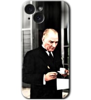 İphone 15 Kılıf HD Desen Baskılı Kılıf - Atatürk Türk Kahvesi
