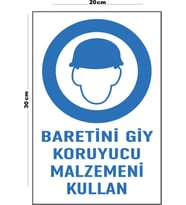 Metal Baretini Giy Koruyucu Malzemeni Kullan 20cm x 30cm A4 Büyüklüğünde Uyarı Levhası Yönlendirme