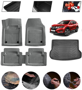 Nissan X-Trail 2013-2021 5 Koltuklu Uyumlu Paspas Araca Özel Bagaj Havuzu MBS Gri