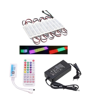 20 Adet 12V 3 Watt Argb Pixel Cob Modül SP611E Tek Çıkışlı Sese ve Müziğe Duyarlı 5A Plastik Adaptör