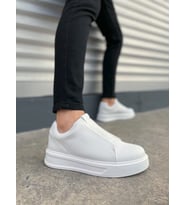 JY007 Alba Bağcıksız Cilt Erkek Günlük Sneaker Ayakkabı CBT Beyaz