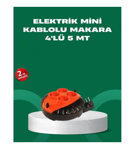 Mey İthalat® 5 Metre Kablolu 4’lü Kırmızı Priz Makara