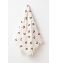 Ayıcıklı %100 Pamuklu Organik Çift Katlı Müslin 105x120 cm Bebek Battaniye
