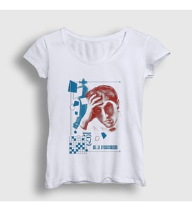 Presmono Kadın Beyaz Bobby Robert James Fischer Satranç T-Shirt 420208tt