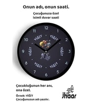İsme Özel Uzay, Astronot, Gezegen Çocuk Odası Duvar Saati Orta Boy 30 cm Siyah Camlı Sessiz