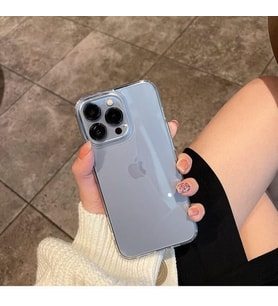 İphone 14 Uyumlu İç Yüzeyi Kadife Üst Kalite Renkli Kılıflar (Şeffaf)