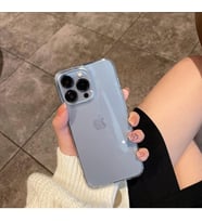 İphone 14 Uyumlu İç Yüzeyi Kadife Üst Kalite Renkli Kılıflar (Şeffaf)