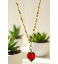 Kırmızı Kalpli Kadın Kolye Şık Romantik Hediye