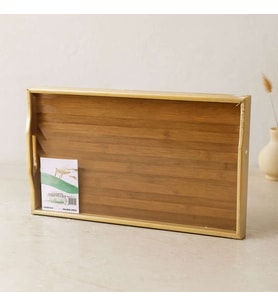 Bambu Dikdörtgen Sunum Tepsisi 50x30 cm Ayaklı