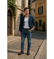 Erkek Slim Fit Normal Bel Düz Kesim Dar Paça Likralı İndigo Jean Pantolon