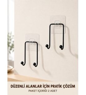 2 Adet Yapışkanlı Duvar Askısı Pratik Çok Amaçlı Düzenleyici Askı