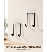 2 Adet Yapışkanlı Duvar Askısı Pratik Çok Amaçlı Düzenleyici Askı