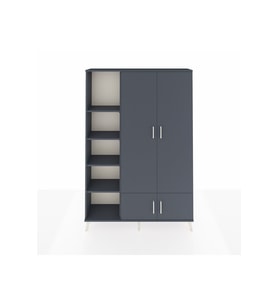 Arges Gardrop 6 Raflı 4 Kapaklı Tek Askılı 132x30x195 Antrasit-Antrasit