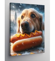 Kanvas Tablo Hotdog Yiyen Köpek